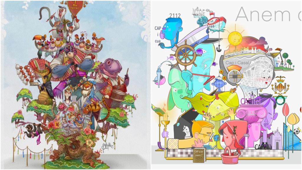 Bocetos de las fallas municipales de Valencia de 2025. EE