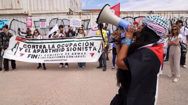 Estudiantes malagueños durante una protesta en apoyo al pueblo palestino.