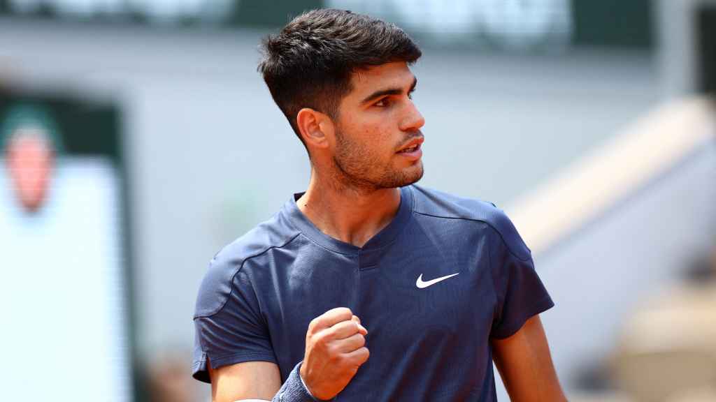 Carlos Alcaraz celebra un punto ante Wolf.