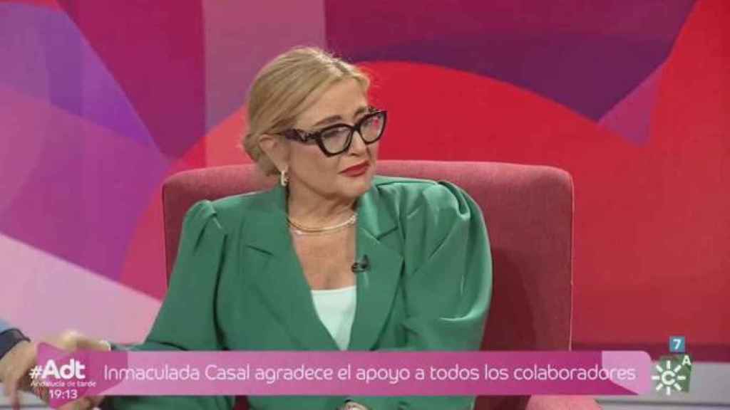 Inmaculada Casal, entre lágrimas, este pasado domingo, en Canal Sur.