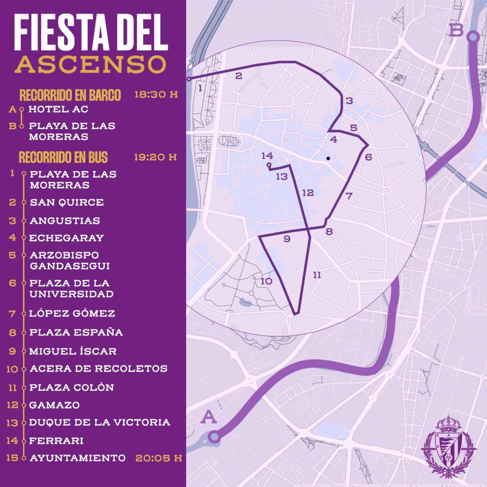 Horarios y recorridos en la celebración del Real Valladolid por el ascenso a Primera División