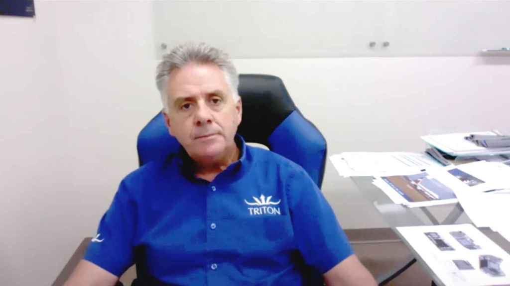 Patrick Lahey en una llamada de Skype.