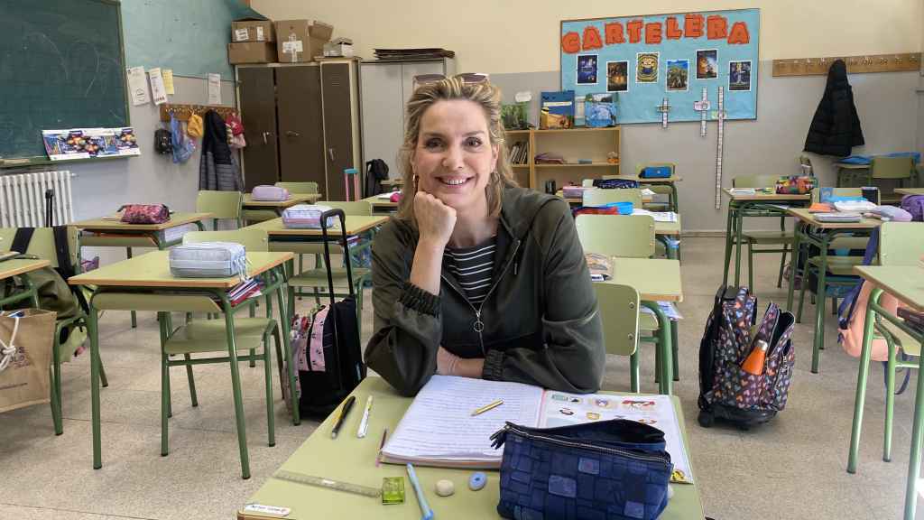 La actriz Eva Martín en el CEIP Ponce de León
