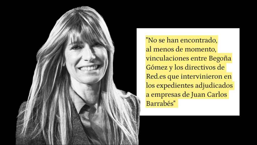 Begoña Gómez, junto a una de las conclusiones de la UCO./
