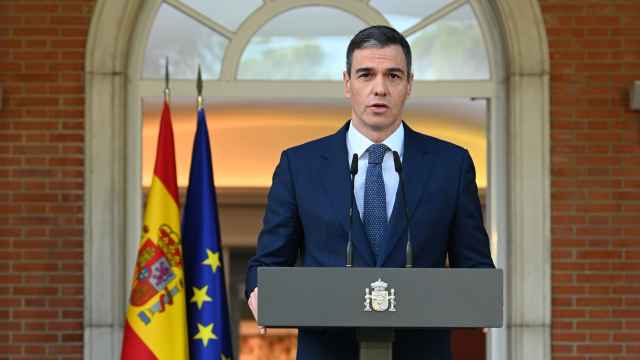 El presidente del Gobierno, Pedro Sánchez, anunciando el reconocimiento del Estado de Palestina en el Palacio de la Moncloa. 28 de mayo de 2024.