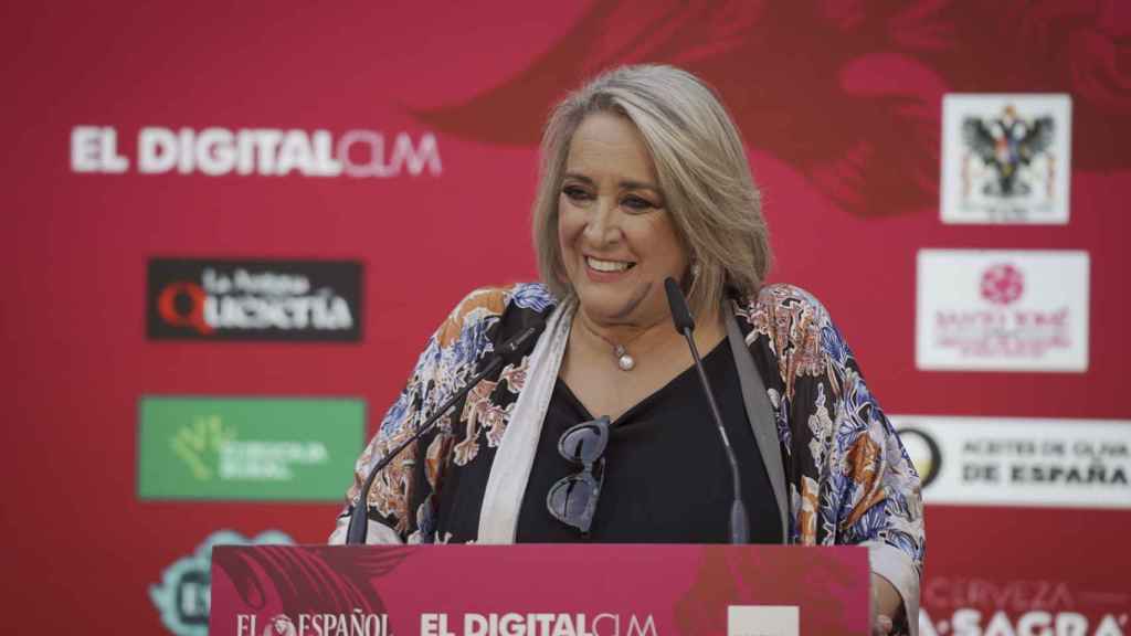 Esther Esteban, presidenta ejecutiva de EL ESPAÑOL - EL DIGITAL CLM durante su intervención en el Enclave Corpus.