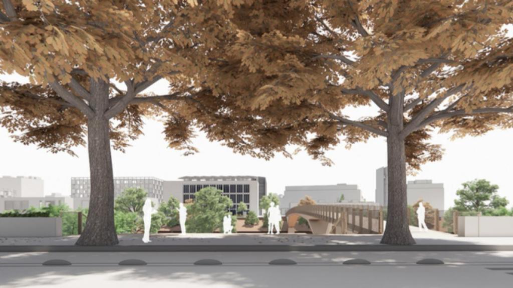 La pasarela sobre el río.