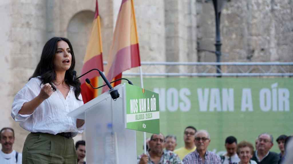 Intervención de la portavoz en el Congreso, Pepa Millán, en el acto de campaña de Vox en Valladolid