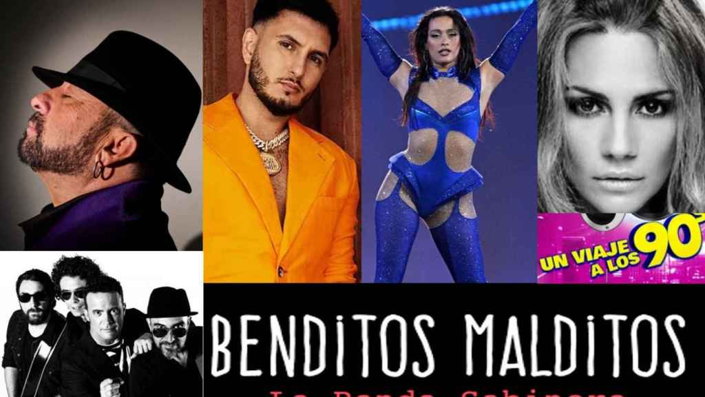 Cartel de conciertos programados por la Fiesta del Vino de Valdepeñas.