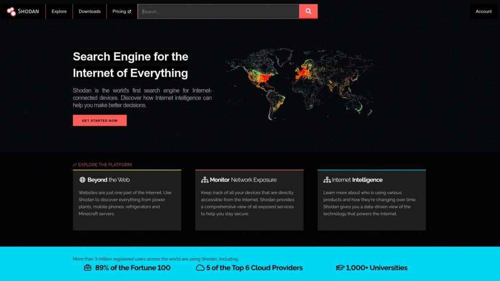 Captura de la web Shodan.io