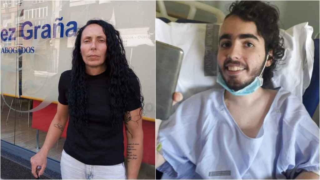 Míriam García, este miércoles, en el despacho de López Graña Abogados en Murcia, junto a una foto de su difunto hijo, Jorge.