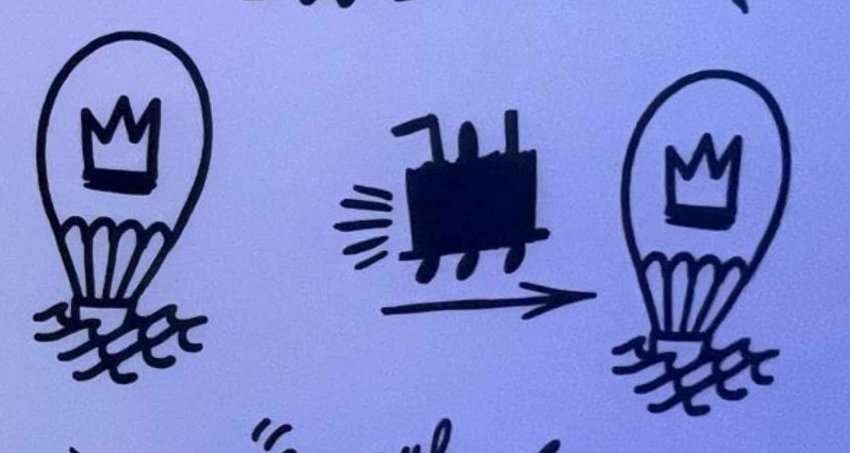 Dibujos del globo y del tren de la Movida.