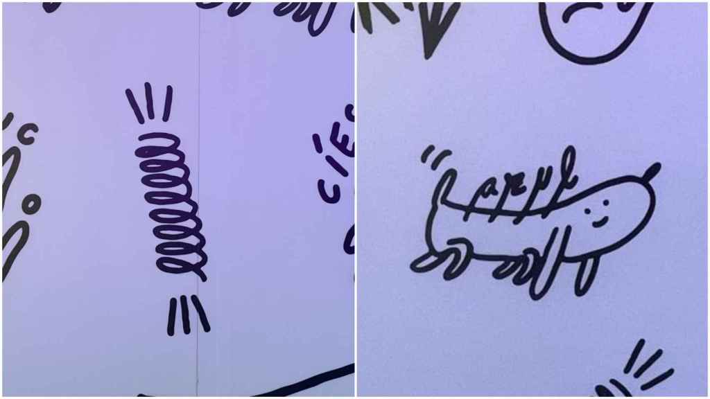 Dibujos en homenaje a Muelle y Aerolíneas Federales.