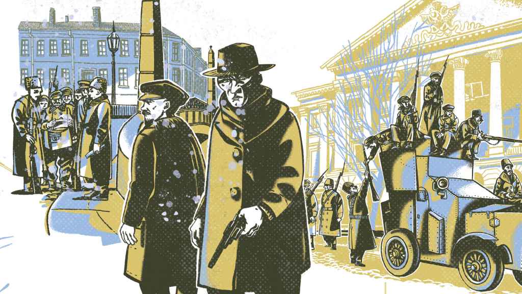 Ilustración de Agustín Comotto de Lenin en San Petersburgo antes de tomar el poder.