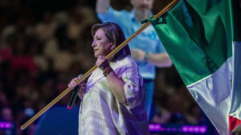 Xóchitl Gálvez, candidata opositora a la presidencia de México, en su cierre de campaña en Monterrey.