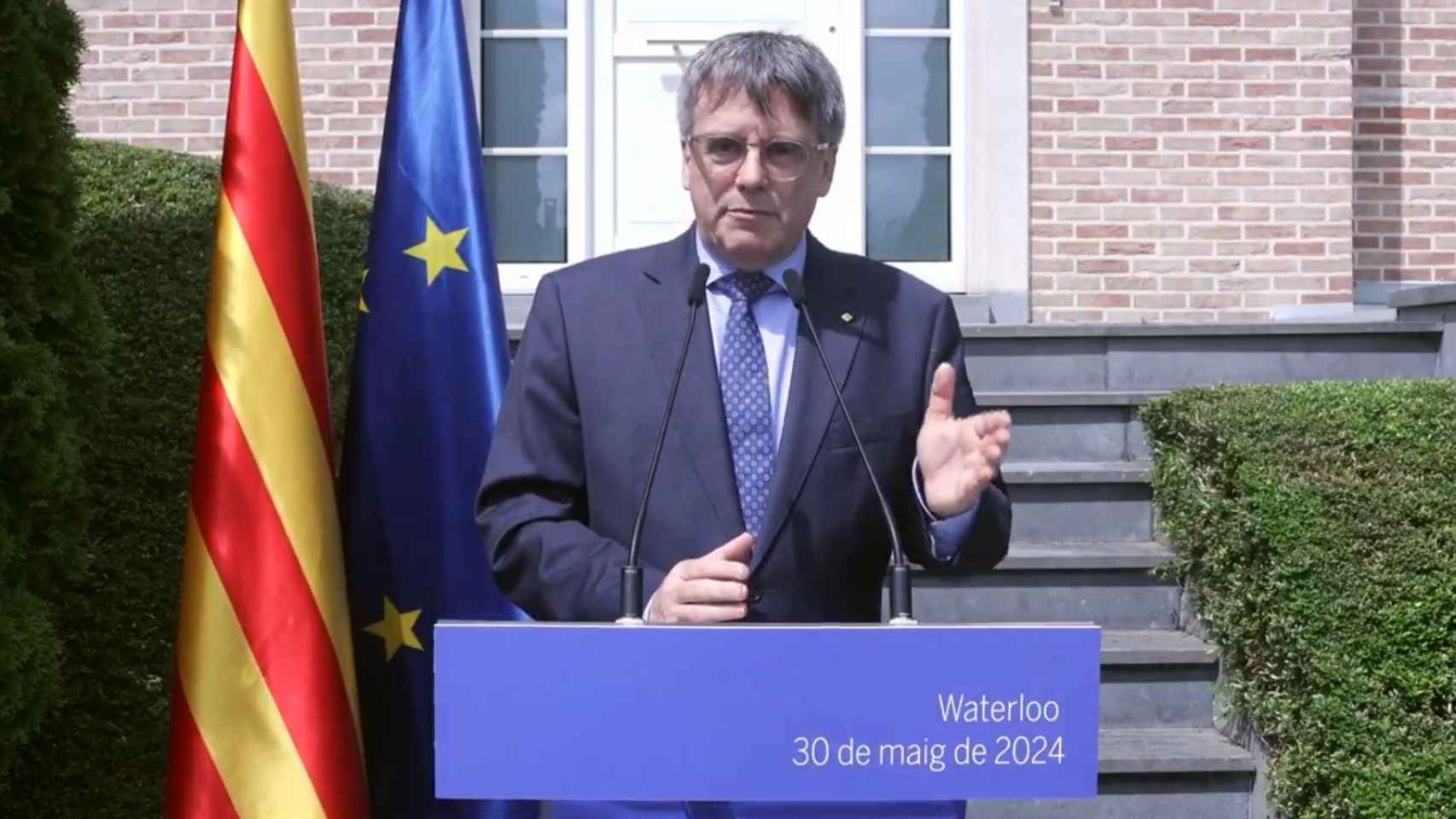 Carles Puigdemont, en una rueda de prensa en Waterloo (Bélgica).
