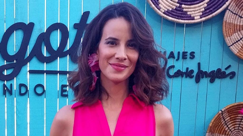 La actriz Laura Londoño en el acto público que organizó en Madrid El Corte Inglés con la Cámara de Comercio de Bogotá.