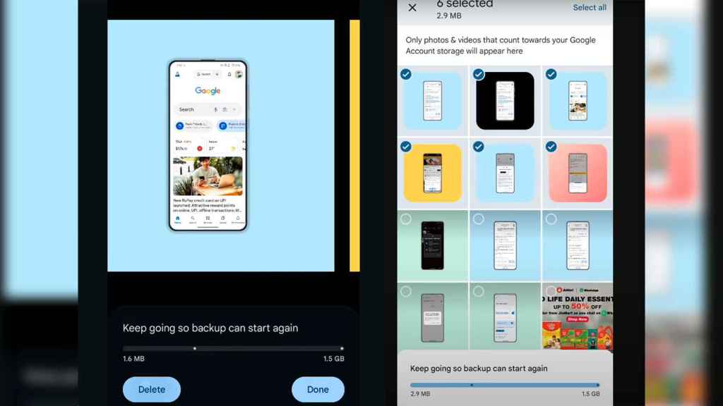 Google Fotos al borrar imágenes o vídeos
