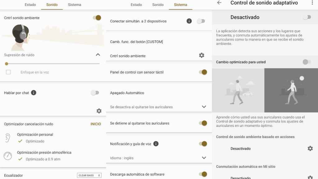 Opciones de auriculares Sony