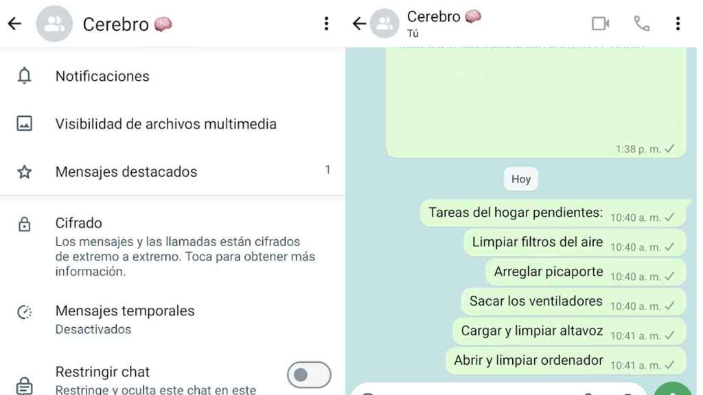 Recordar mensajes en WhatsApp