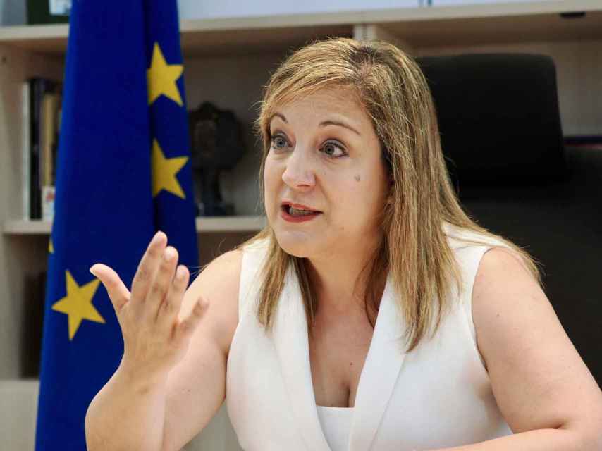 Iratxe García, en la sede del PSOE de Castilla y León durante la entrevista