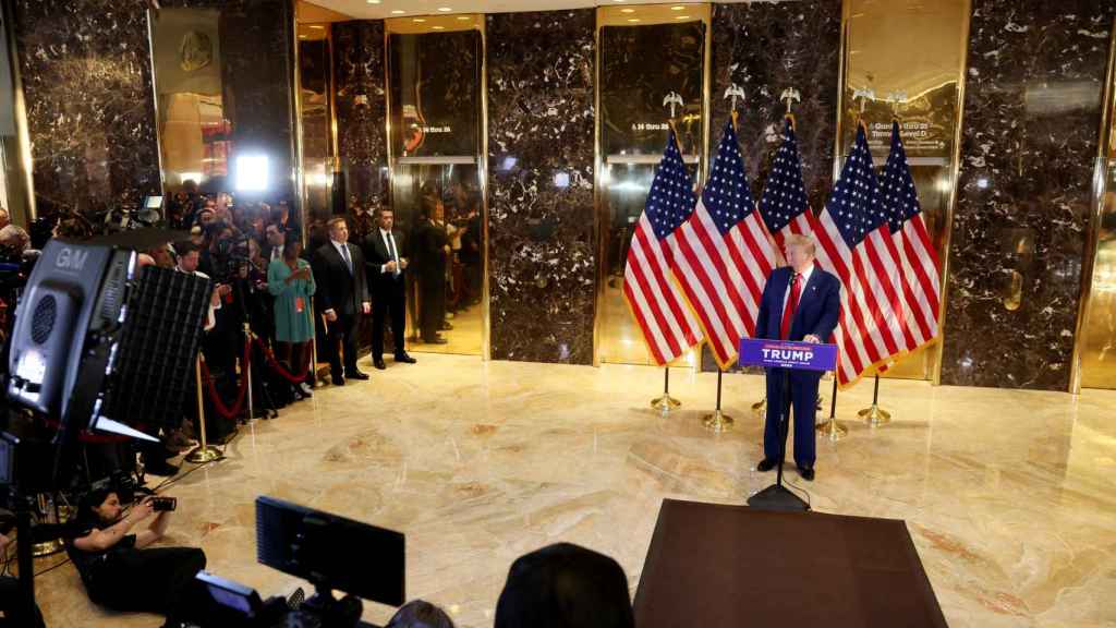 Donald Trump durante su rueda de prensa en la Torre Trump de Nueva York,