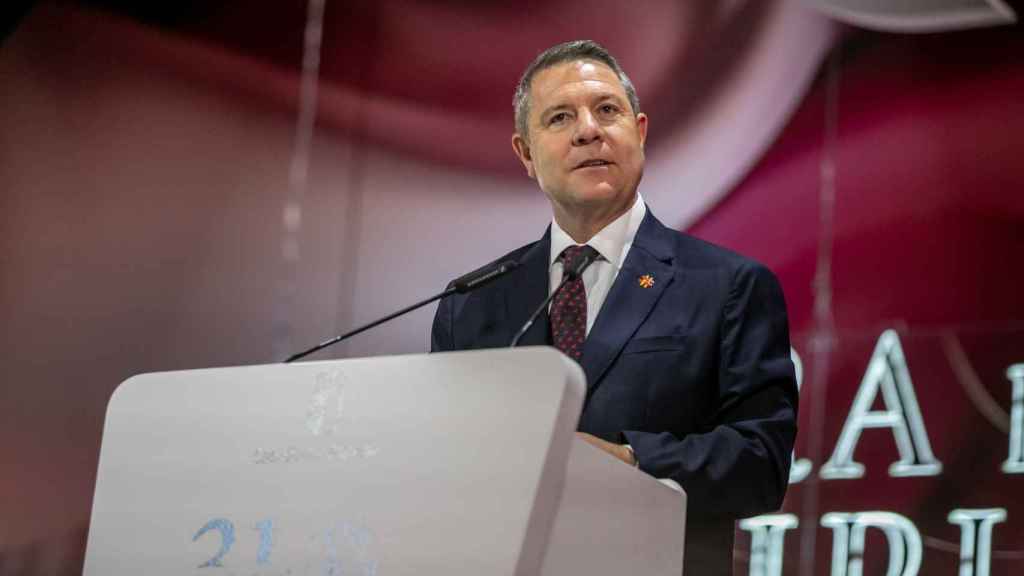Emiliano García-Page durante su intervención en el acto institucional por el Día de Castilla-La Mancha.