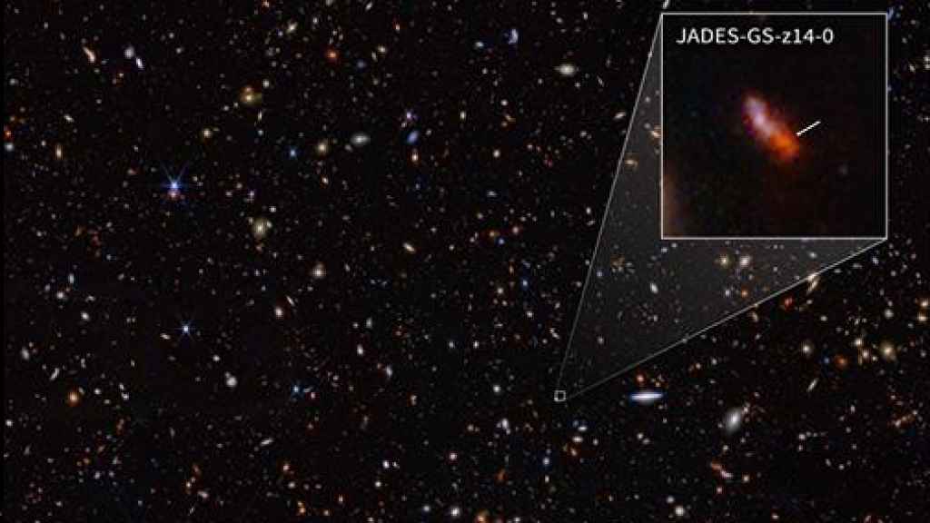Galaxia JADES-GS-z14-0 observada por James Webb