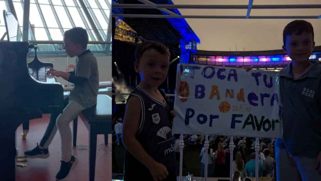 Un montaje con imágenes de Mike, fan del Unicaja y de Pablo López.