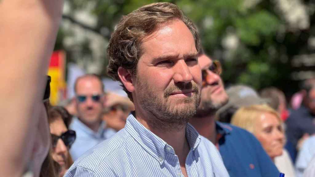 Giménez Larraz, durante un mitin del PP en esta campaña para las europeas.