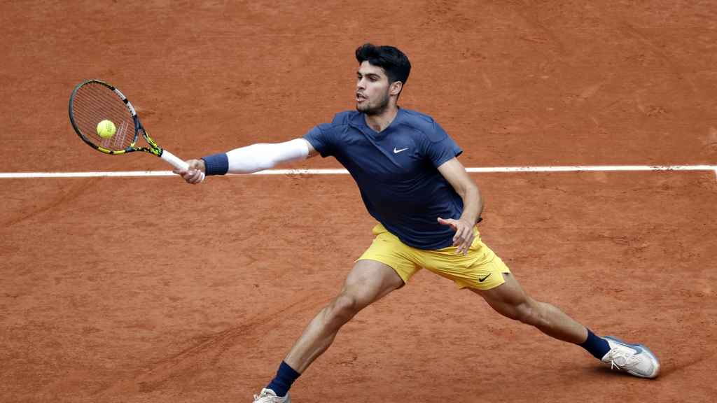 Alcaraz, durante el partido contra Aliassime.