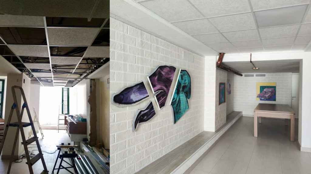 El bajo de Sbah, cuando lo compró (i) y en la actualidad (d).