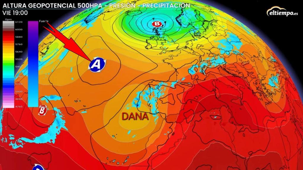 Las altas presiones atlánticas impulsan la DANA sobre España.ElTiempo.es.