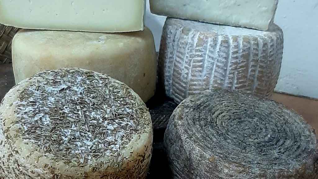 Los quesos de semi de oveja, orégano mezcla , cabra y mezcla lavado con garnacha que presentaron al concurso desde la granja Vega Alberche.