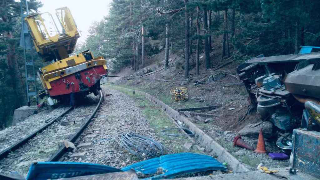 La dresina accidentada en Navacerrada.