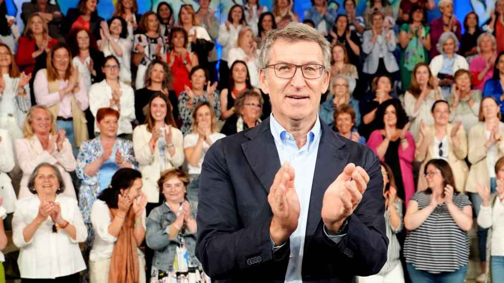 El presidente del PP, Alberto Núñez Feijóo, este martes en un acto en Santander.