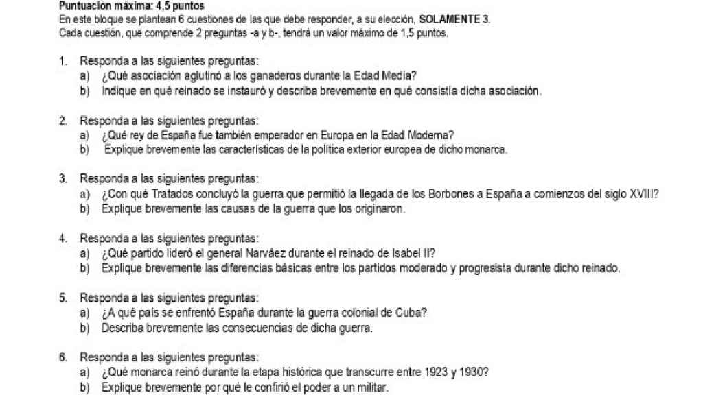 Examen de Historia de Selectividad de Andalucía.