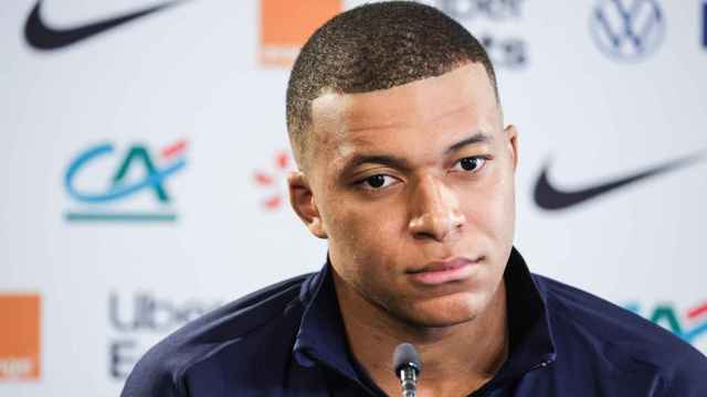 Kylian Mbappé, en la rueda de prensa.