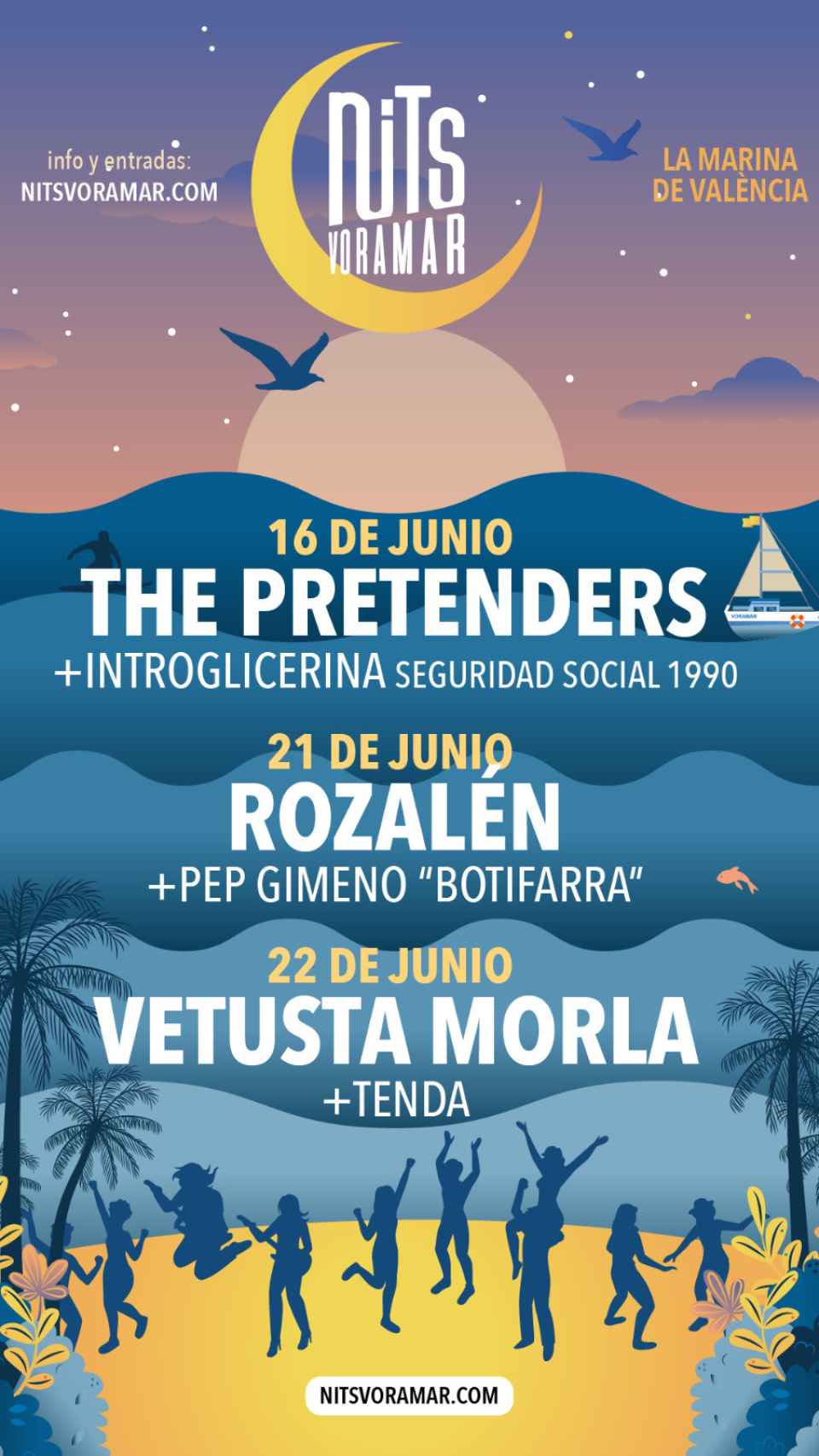 Cartel del ciclo de conciertos 'Nits Voramar'. EE
