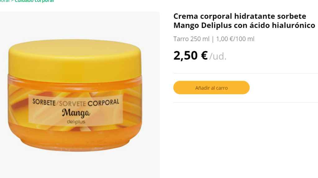 Crema corporal de mango Deliplus.