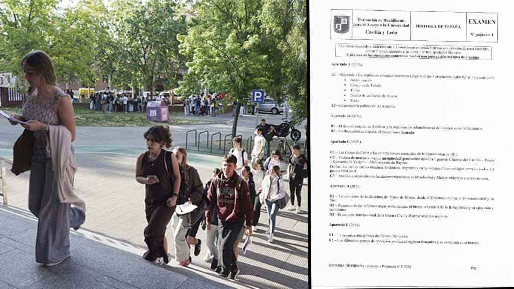 El examen de historia y los alumnos entrando al Aulario
