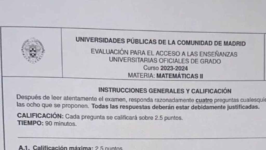 Examen de la EvAU.