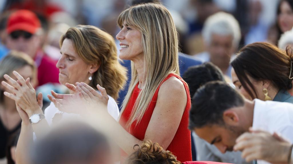 Begoña Gómez, este miércoles en un mitin del PSOE celebrado en Benalmádena (Málaga).