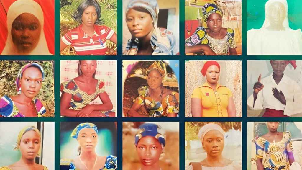 Recopilación con algunos de los retratos de las mujeres secuestradas por el grupo.