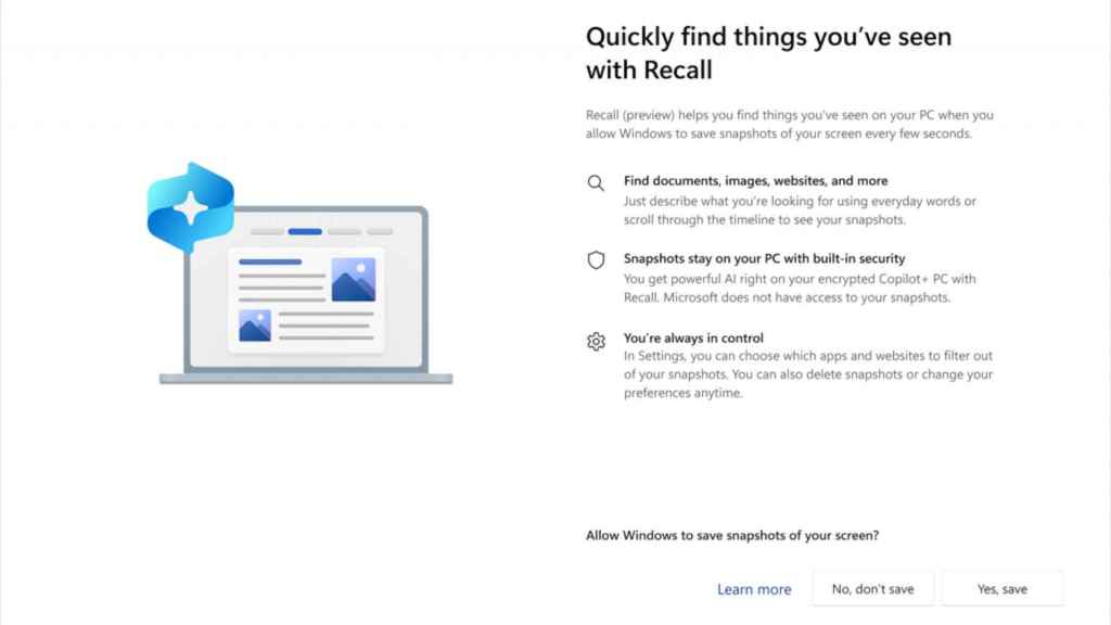 La nueva pantalla de configuración de Windows 11 que permite desactivar Recall
