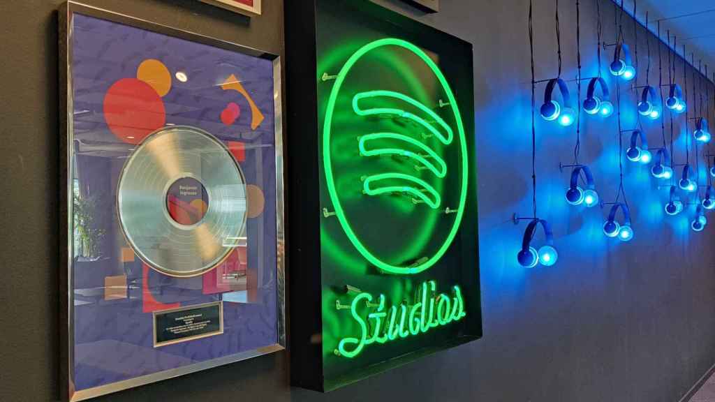 La entrada a los Spotify Studios en la sede central de Spotify