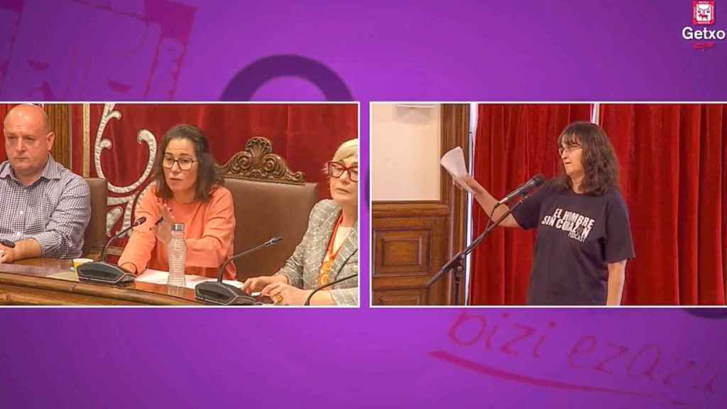 Blanca interviene en una asamblea local del Ayuntamiento de Getxo, a finales del mes de mayo.