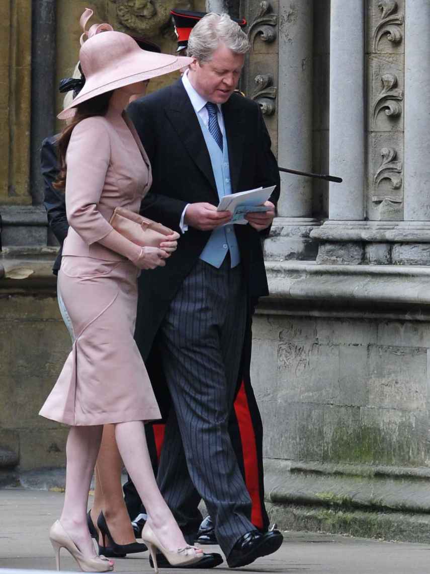Charles Spencer y Karen Gordon en la boda del príncipe Guillermo y Kate Middleton.