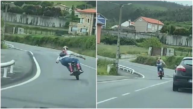 Una persona circula con un monociclo eléctrico en Caión (A Coruña)