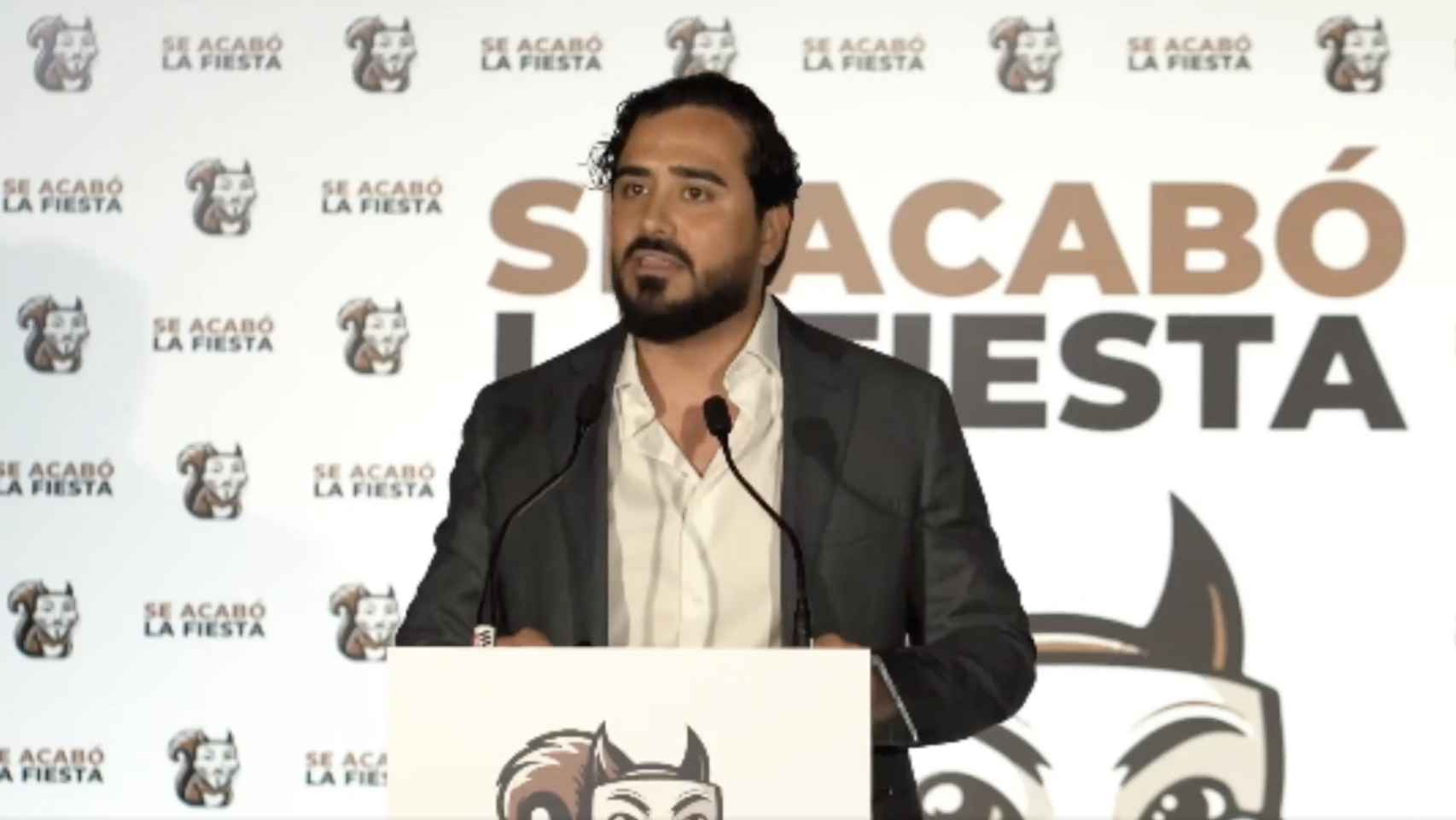 Luis Pérez Fernández, más conocido como Alvise, durante su rueda de prensa tras las elecciones del 9-J.